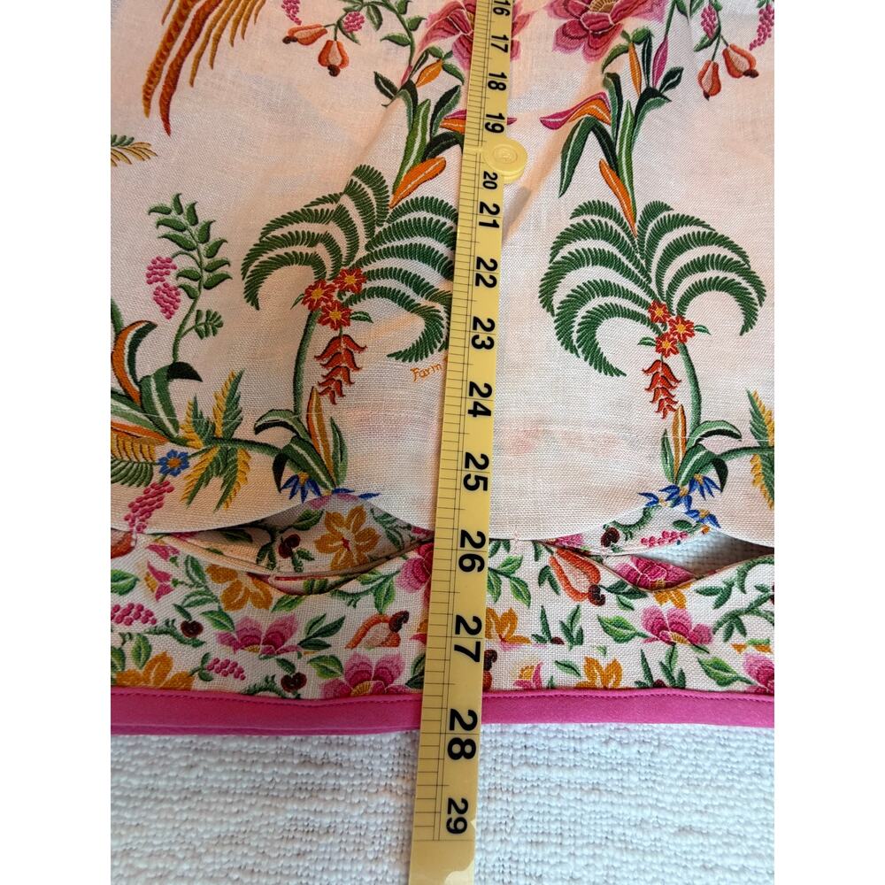 Farm Rio NEW Delicate Forest Pink Linen Mini Dress, Med - Picture 9 of 15
